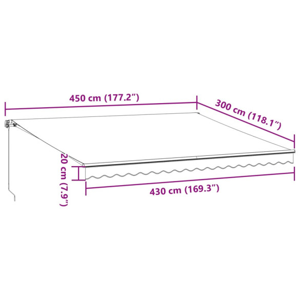 Copertină retractabilă manual maro 450x300 cm - Livrare gratuită