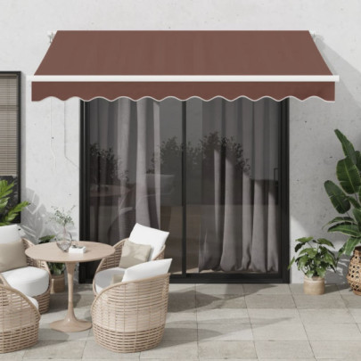 Copertină Retractabilă Manual Maro 300x250 cm | Livrare Gratuită