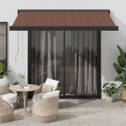 Copertină Retractabilă Manual Maro 300x250 cm | Livrare Gratuită