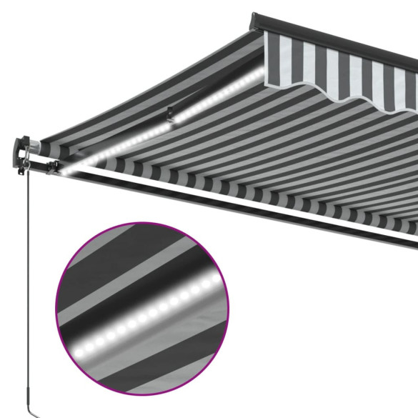 Copertină retractabilă manual cu LED 400x350cm - Antracit/Alb