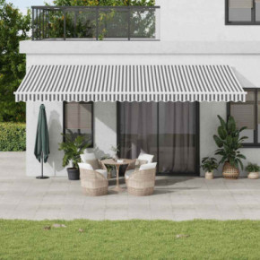 Copertină retractabilă manual 6x3 m - Antracit/Alb - Livrare gratuită
