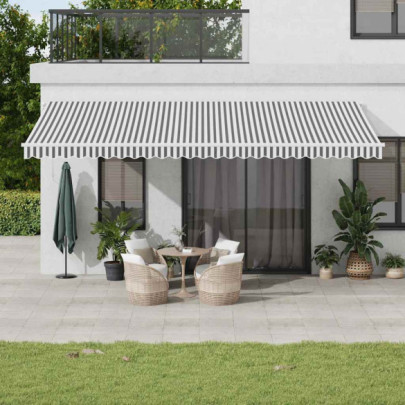 Copertină retractabilă manual 6x3 m - Antracit/Alb - Livrare gratuită