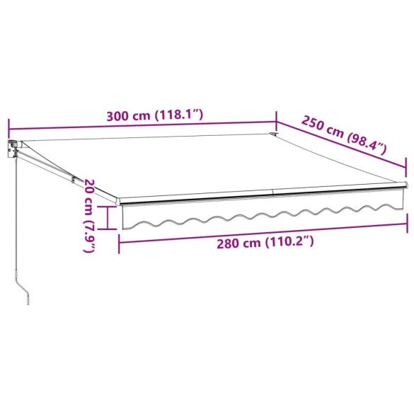 Copertină Retractabilă Antracit/Alb 3x2,5m - Umbră și Protecție UV