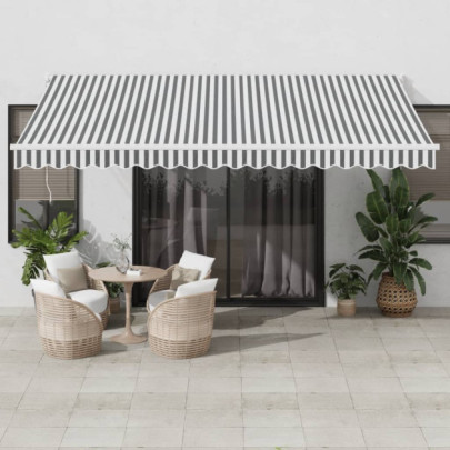 Copertină Retractabilă Antracit/Alb - 4,5x3 m - Textil/Aluminiu