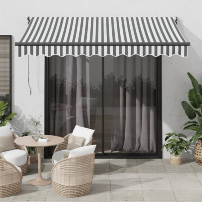 Copertină Retractabilă Antracit/Alb 3x2,5m - Textil/Aluminiu