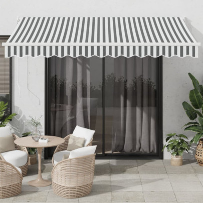 Copertină Retractabilă Antracit/Alb 3,5x2,5 m - Textil/Aluminiu