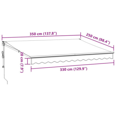 Copertină Retractabilă Antracit/Alb 3,5x2,5 m - Textil/Aluminiu