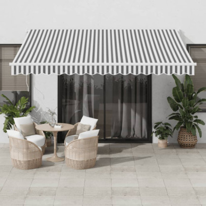 Copertină Retractabilă Antracit/Alb 4x3 m - Textil/Aluminiu