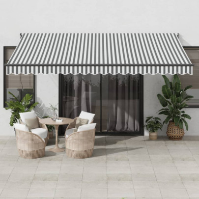 Copertină Retractabilă Antracit/Alb 4,5x3m - Textil/Aluminiu