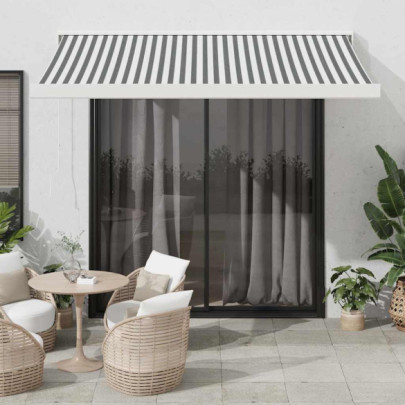 Copertină Retractabilă Antracit/Alb 3,5x2,5 m - Textil/Aluminiu