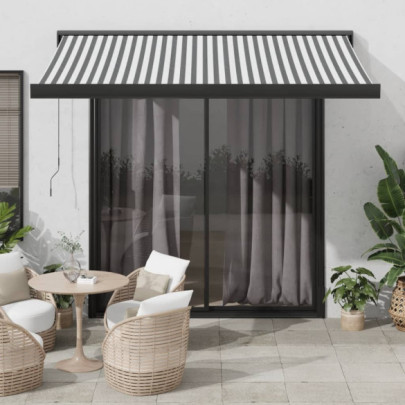 Copertină retractabilă antracit/alb 3x2,5m - textil/aluminiu