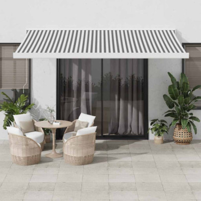 Copertină Retractabilă Antracit/Alb 4,5x3 m - Textil/Aluminiu
