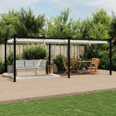 Foișor Grădină Retractabil 3x6m - Aluminiu - Crem