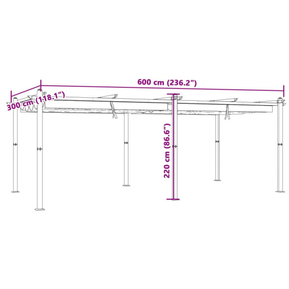 Foișor Grădină Retractabil 3x6m - Aluminiu - Crem