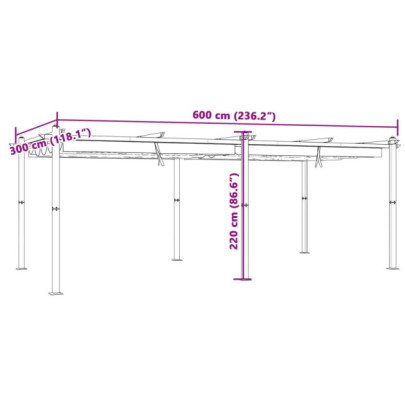 Foișor Grădină Retractabil 3x6m - Aluminiu - Crem