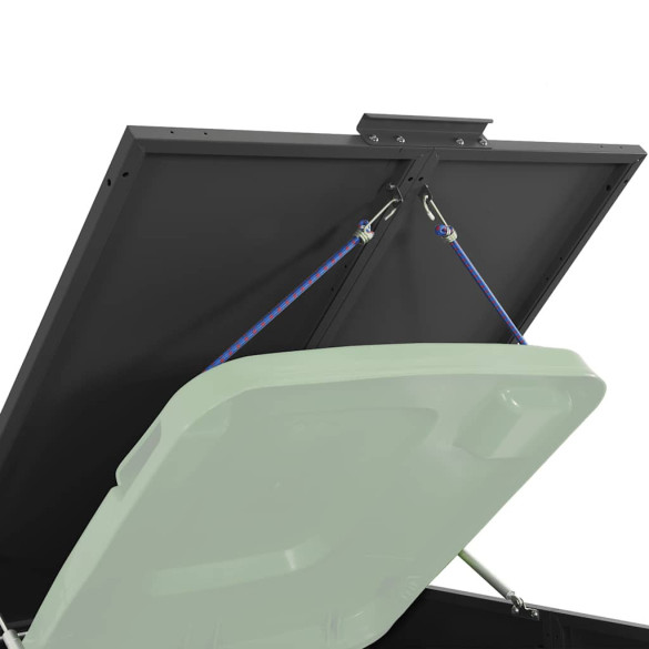 Depozitare Gunoi cu Roti 2 Pubele Negru Oțel | Livrare Gratuita