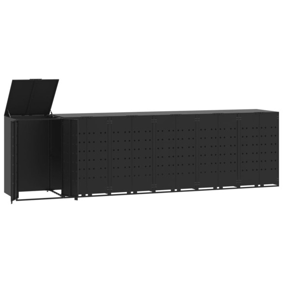 Depozitare Gunoi cu Răți, 2 Coșuri, Oțel Negru - Livrare Gratuită