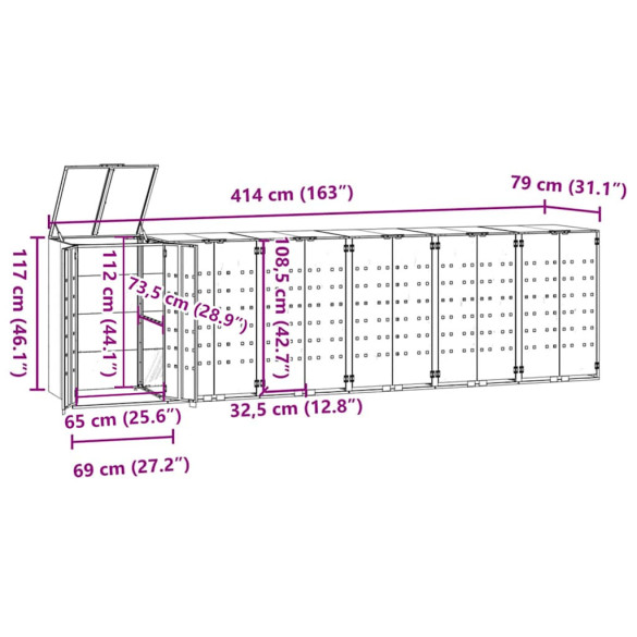Depozitare Gunoi cu Răți, 2 Coșuri, Oțel Negru - Livrare Gratuită