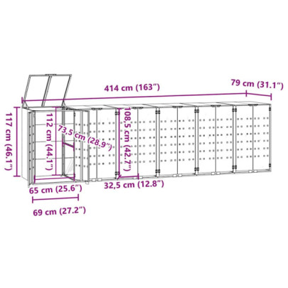 Depozitare Gunoi cu Răți, 2 Coșuri, Oțel Negru - Livrare Gratuită