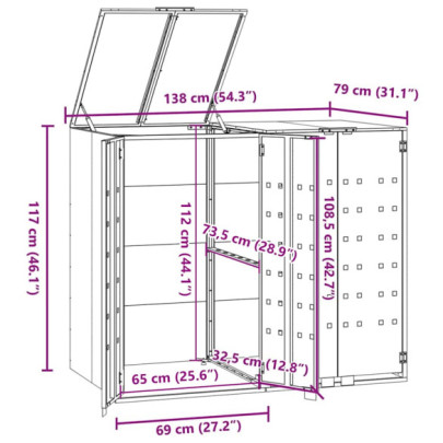 Depozit Coșuri Gunoi cu Roti, 2 Compartimente, Antracit | Livrare Gratuită