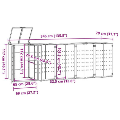 Depozit Gunoi Exterior cu Roti pentru 5 Cosuri | Oțel Rezistent