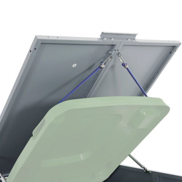 Depozit Gunoi Exterior cu 3 Coșuri, Rotele - Gri/Oțel