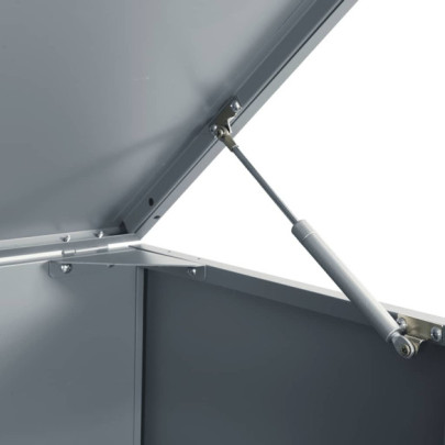 Depozit Gunoi Exterior cu 3 Coșuri, Rotele - Gri/Oțel