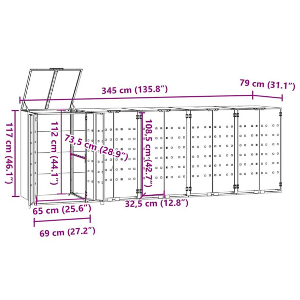 Depozit 5 Coșuri Gunoi cu Rotele, Gri, Oțel | Livrare Gratuită