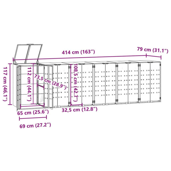 Depozitar Cos Gunoi cu Roti 6 Cosuri Otel | Livrare Gratuita
