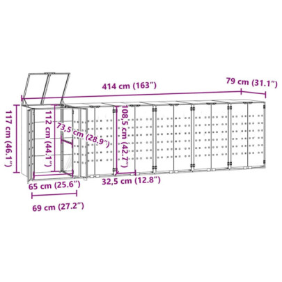 Depozitar Cos Gunoi cu Roti 6 Cosuri Otel | Livrare Gratuita