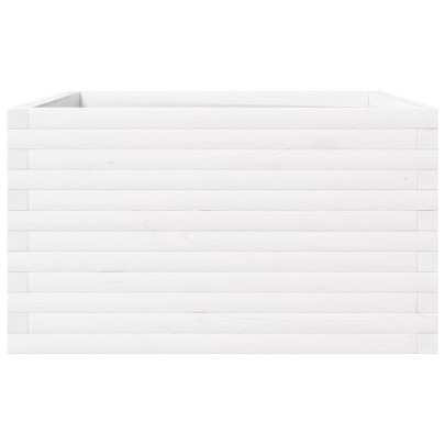 Jardinieră Grădină Albă - Lemn Masiv de Pin 80x80x46 cm