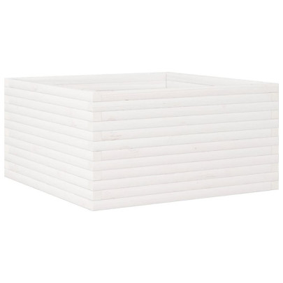 Jardinieră Grădină Albă Lemn Masiv Pin - Livrare Gratuită