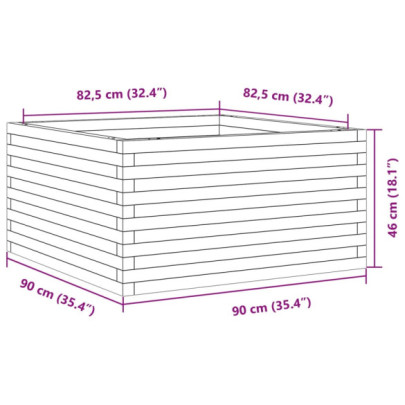 Jardinieră Grădină Lemn Masiv Pin - 90x90x46 cm - Maro Ceruit
