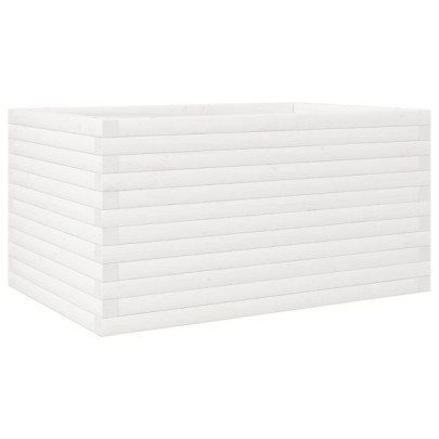 Jardinieră Grădină Albă Lemn Masiv Pin - 90x60x46 cm