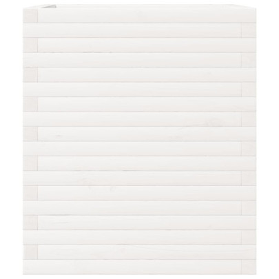 Jardinieră Grădină Albă - Lemn Masiv de Pin 60x60x68,5 cm