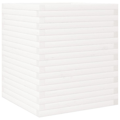 Jardinieră Grădină Albă - Lemn Masiv de Pin 60x60x68,5 cm