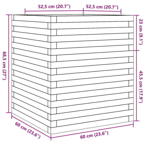 Jardinieră Grădină Lemn Pin Impregnat 60x60x68,5 cm