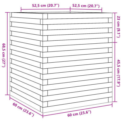 Jardinieră Grădină Lemn Pin Impregnat 60x60x68,5 cm