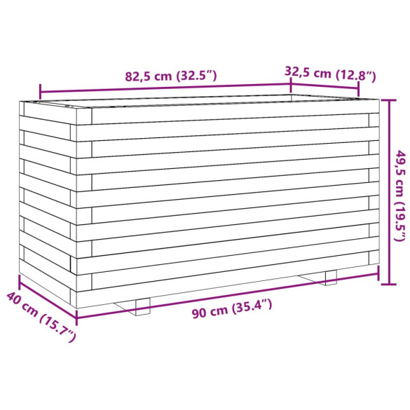 Jardinieră Grădină Lemn Masiv Pin - 90x40x49,5 cm