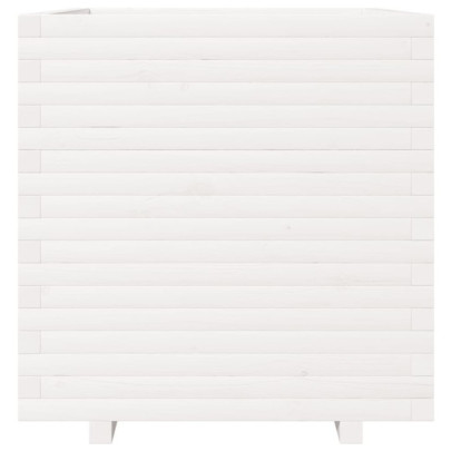 Jardinieră Grădină Albă - Lemn Masiv de Pin 70x70x72,5 cm