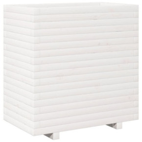 Jardinieră Grădină Albă Lemn Masiv de Pin - 70x40x72,5 cm 2