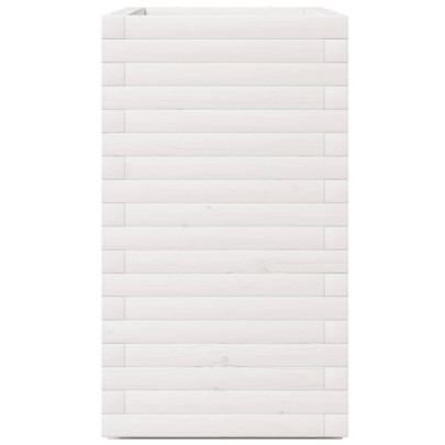 Jardinieră Grădină Albă Lemn Masiv de Pin - 70x40x72,5 cm