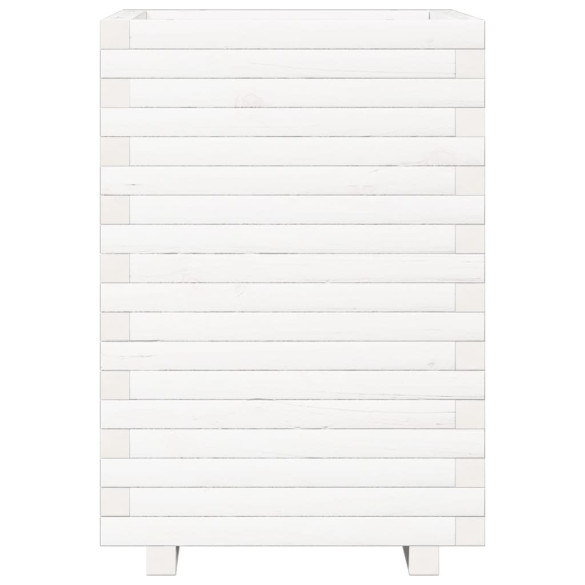 Jardinieră Grădină Albă - Lemn Masiv de Pin 50x50x72 cm