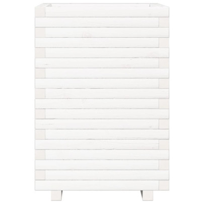 Jardinieră Grădină Albă - Lemn Masiv de Pin 50x50x72 cm