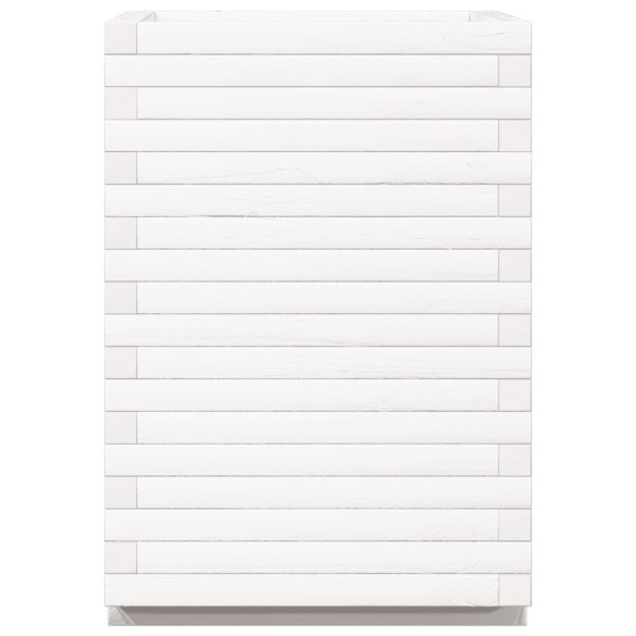 Jardinieră Grădină Albă - Lemn Masiv de Pin 50x50x72 cm