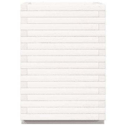 Jardinieră Grădină Albă - Lemn Masiv de Pin 50x50x72 cm