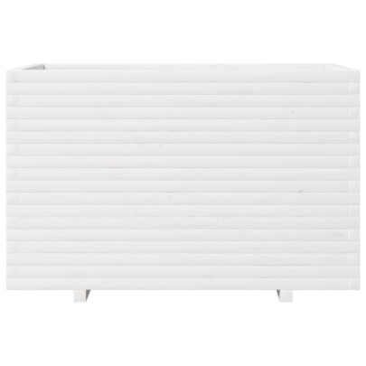 Jardinieră Grădină Albă Lemn Masiv de Pin - 110x60x72 cm