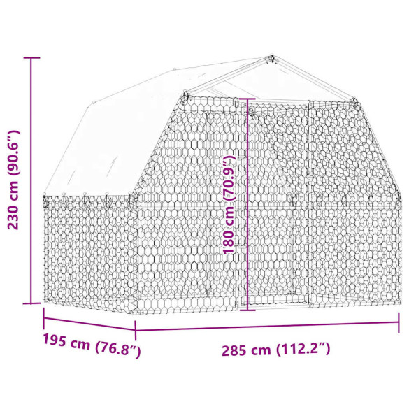 Cușcă Câini Exterior - Oțel Galvanizat, Acoperiș Protectie
