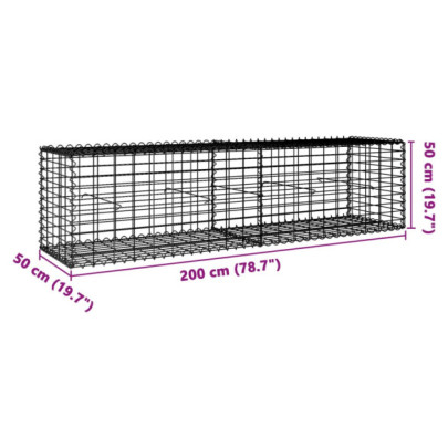 Coș Gabion cu Capace 200x50x50 cm - Fier Galvanizat Rezistent
