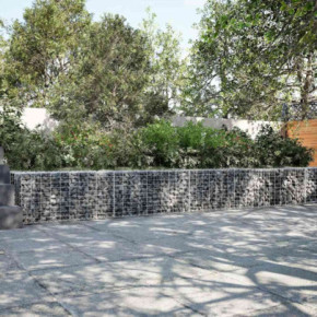 Coș Gabion cu Capac Argintiu 700x50x50 cm - Fier Galvanizat